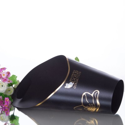 High quality Eco-friendly PVC black flower box cylinder for flowers packaging gift box