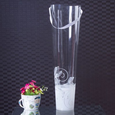 Custom printed white clear plastic flower bouquets plants pot