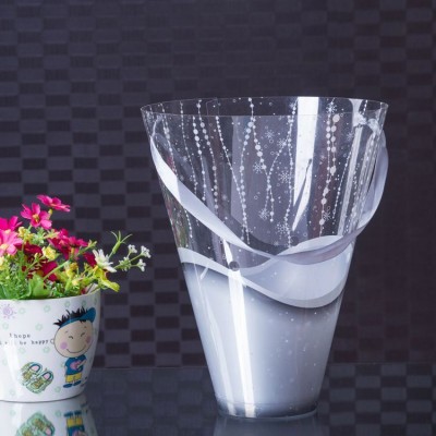 Fancy different color round cylinder plastic flower cylinder pot shaped