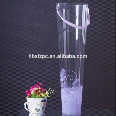 Custom Printed Cylinder Shaped flower box clear plastic flower sleeve