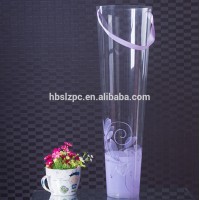 Custom Printed Cylinder Shaped flower box clear plastic flower sleeve